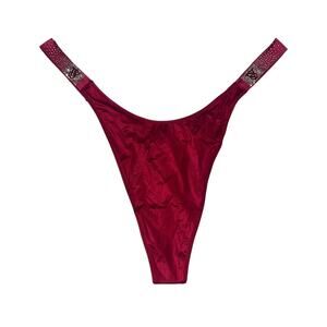 Victoria's Secret Scattered Shine Strap Smooth Thong Panty Red Lacquer Size XL